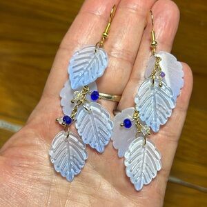 3/$25 Blue Leaf Dangle Earrings